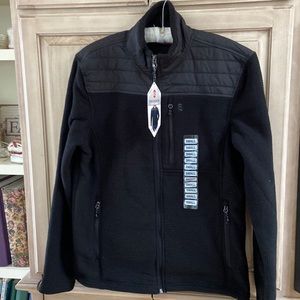 Free Country mens jet black grid fleece jacket sz S NWT